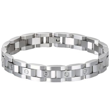 ****COI Titanium Black/Gold Tone/Silver Screws Bracelet With Steel Clasp(Length: 8.27 inches)-02076A