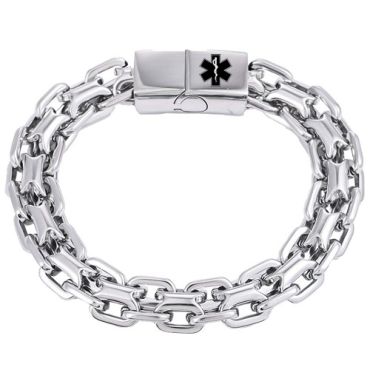 ****COI Titanium Black/Silver Medical Alert Bracelet With Steel Clasp(Length: 8.27 inches)-02091A