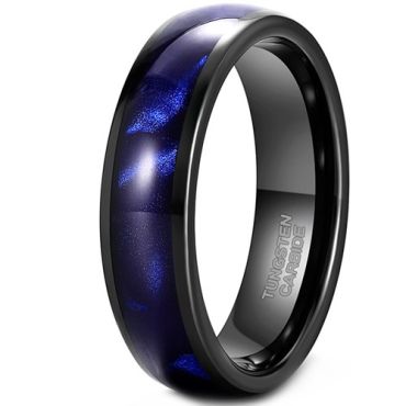 ****COI Black Tungsten Carbide Crushed Opal Dome Court Ring-02100A