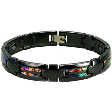 ****COI Black Titanium Abalone Shell Bracelet With Steel Clasp(Length: 8.27 inches)-02107A