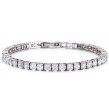 ****COI Titanium Gold Tone/Silver Cubic Zirconia Tennis Bracelet With Steel Clasp(Length: 8.27 inches)-02108A