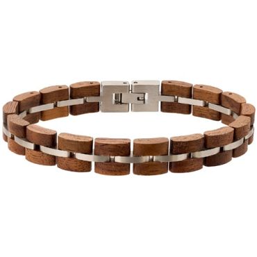 ****COI Titanium Koa Wood Bracelet With Steel Clasp(Length: 8.66 inches)-02112A