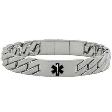 ****COI Titanium Black/Gold Tone/Silver Medical Alert Bracelet With Steel Clasp(Length: 8.27 inches)-02119A