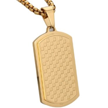 ****COI Titanium Black/Gold Tone/Silver Checkered Flag Pendant-02127A