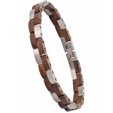 ****COI Titanium Koa Wood Bracelet With Steel Clasp(Length: 8.50 inches)-02131A