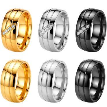 ****COI Titanium Black/Gold Tone/Silver Ring With/Without Cubic Zirconia-02151A