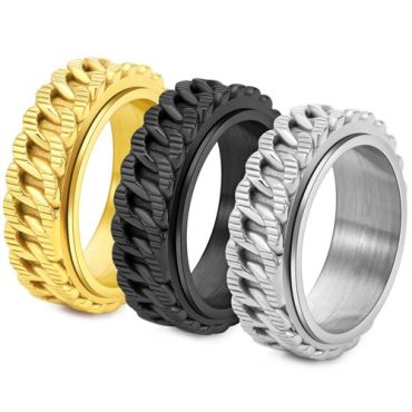 ****COI Titanium Black/Gold Tone/Silver Keychain Ring-02164A