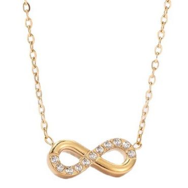 ****COI Titanium Gold Tone/Silver Infinity Cubic Zirconia Necklace(Length: 19.67 inches)-02211A