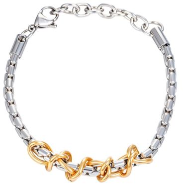 ****COI Titanium Gold Tone Silver Bracelet With Steel Clasp(Length: 8.27 inches)-02212A