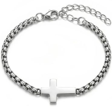 ****COI Titanium Black/Gold Tone/Silver Cross Bracelet With Steel Clasp(Length: 8.27 inches)-02250A