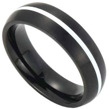 ****COI Titanium Black/Blue Silver Dome Court Ring-02264A