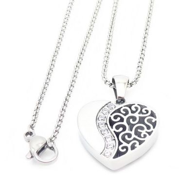 ****COI Titanium Gold Tone/Rose/Silver Heart Pendant With Cubic Zirconia-02272A