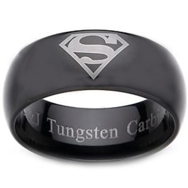 **COI Black Tungsten Carbide Super Man Dome Court Ring - TG2277