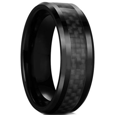 COI Black Tungsten Carbide Ring With Black Carbon Fiber-TG2289