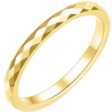 **COI Gold Tone Tungsten Carbide 4mm Faceted Ring-TG2361