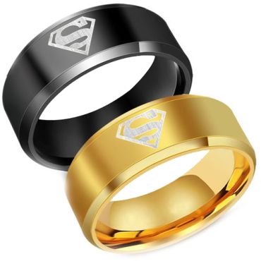 **COI Tungsten Carbide Black/Gold Tone Super Man Ring - TG2761AA