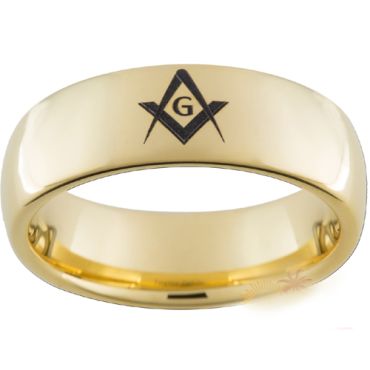 *COI Gold Tone Titanium Masonic Dome Court Ring - JT3872