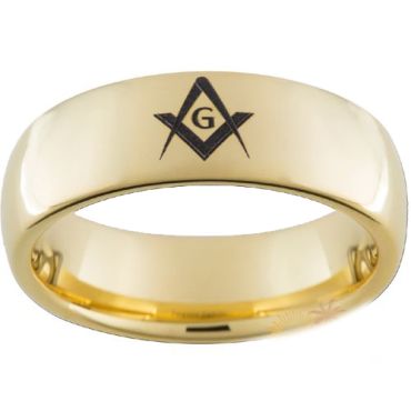 **COI Tungsten Carbide Gold Tone Silver Masonic Ring - TG2894AA