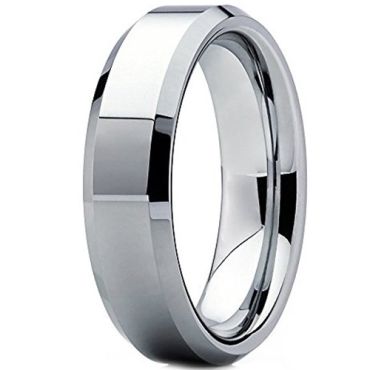 COI Tungsten Carbide Polished Shiny Beveled Edges Ring - TG3427