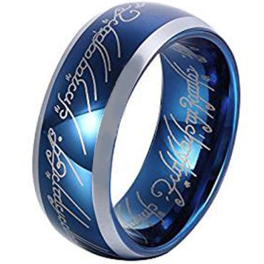 **COI Titanium Blue Silver Lord of Rings Ring Power Beveled Edge Ring-3615