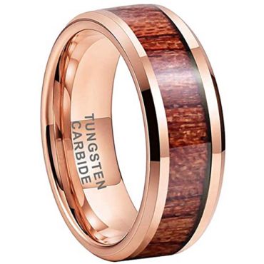 COI Rose Tungsten Carbide Beveled Edges Ring With Wood-TG4114AAA