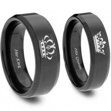 COI Black Tungsten Carbide Crown Ring-TG4552(Size:US5/12)