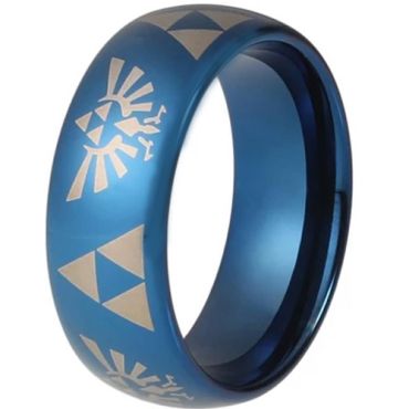 COI Blue Tungsten Carbide Legend Zelda Ring-TG4687(Size:US9.5
