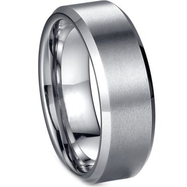 COI Tungsten Carbide 12mm Polished Shiny Matt Beveled Edges Ring-5430