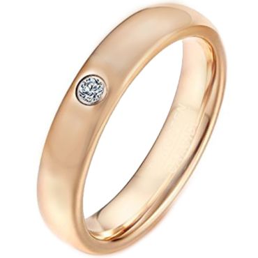 COI Rose Tungsten Carbide Dome Court Ring With Cubic Zirconia-5623
