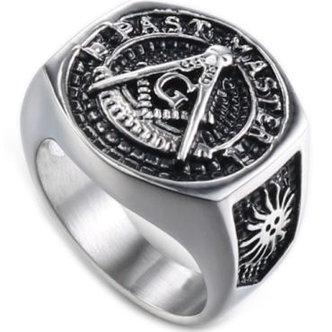 *COI Titanium Black/Silver/Gold Tone Masonic Ring-6012