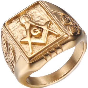 *COI Gold Tone Titanium Masonic Ring-6015