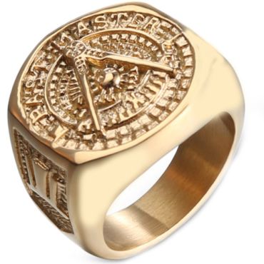 *COI Gold Tone Titanium Masonic Freemason Ring-6016