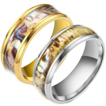 **COI Titanium Gold Tone/Silver Camo Beveled Edges Ring-6975
