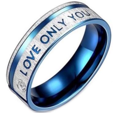 **COI Titanium Blue Silver Only Love You Ring With Cubic Zirconia-7051