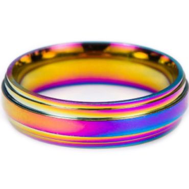 **COI Titanium Rainbow Color Step Edges Ring-7132AA