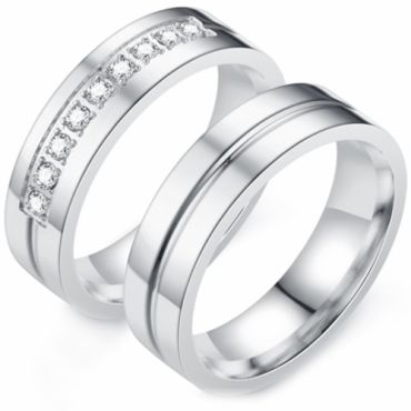 **COI Titanium Gold Tone/Silver Ring With or Without Cubic Zirconia-7157BB