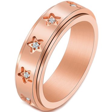 **COI Gold Tone/Silver/Rose Titanium Rotating Ring With Cubic Zirconia-7168AA