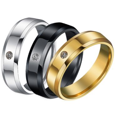 **COI Titanium Black/Gold Tone/Silver Ring With Cubic Zirconia-7225