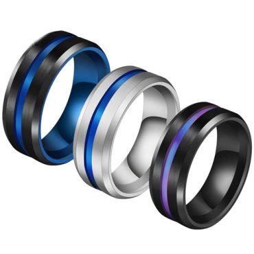 **COI Titanium Center Groove Beveled Edges Ring-7279