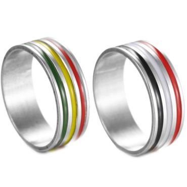 **COI Titanium Tri Color Pipe Cut Flat Ring-7298AA