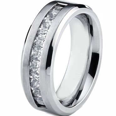 **COI Titanium Beveled Edges Ring With Cubic Zirconia-7308AA