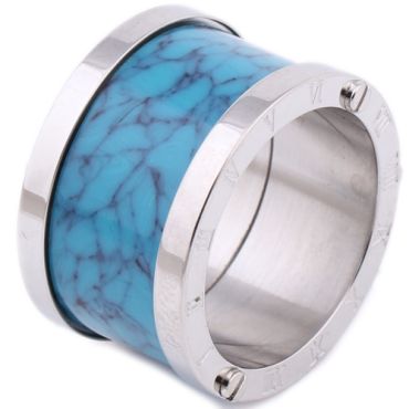 **COI Titanium Turquoise Ring With Roman Numerals-7340