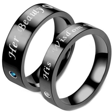 **COI Black Titanium Her Beauty His Wisdom Ring With Cubic Zirconia-7341