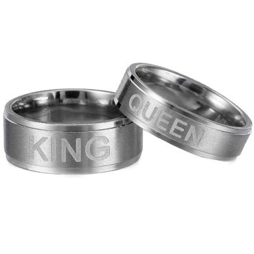 **COI Tungsten Carbide King Queen Step Edges Ring-7414
