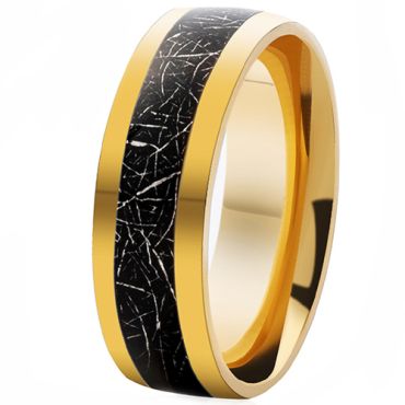 **COI Gold Tone Titanium Dome Court Ring With Meteorite-7488