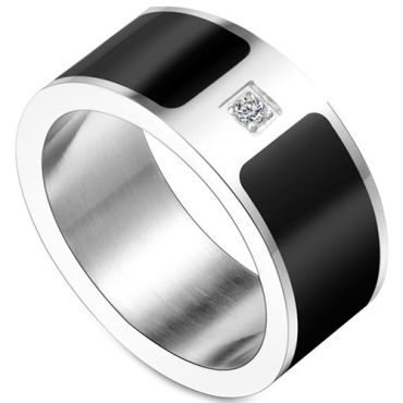 **COI Titanium Black Silver Ring With Cubic Zirconia-7553