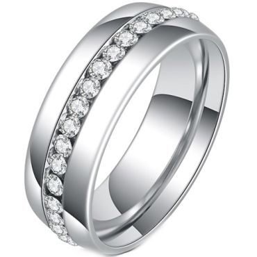 **COI Titanium Dome Court Ring With Cubic Zirconia-7633