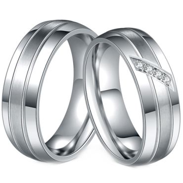 **COI Titanium Gold Tone/Silver Double Grooves Ring-7635