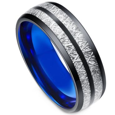 **COI Titanium Black Blue Crashed Meteorite Dome Court Ring-7738
