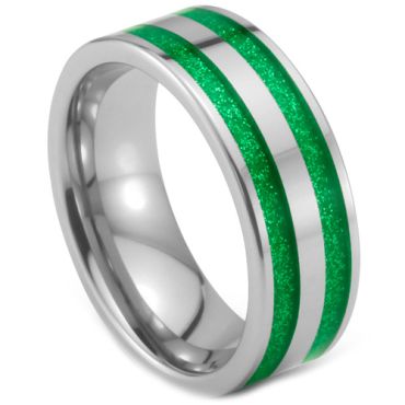 **COI Tungsten Carbide Green Meteorite Ring-7758